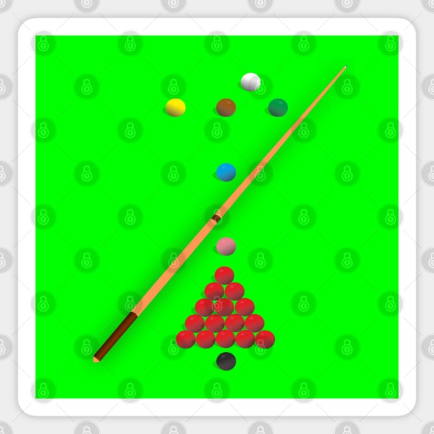 Snooker  design showing all the balls as they are on the table at the start of a frame Magnet by AJ techDesigns